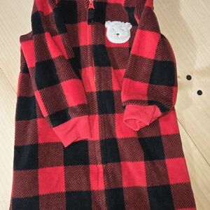 Carter's Red and Black Plaid Crushed Velvet Bodysuit..